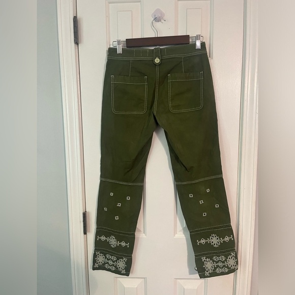 Anthropologie Pants The Wanderer Embroidered Eyelet Hem Size 25 Green Pockets - Picture 3 of 3